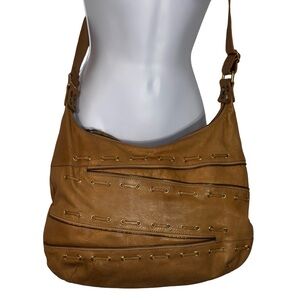 Marco Buggiani Hobo Brown Leather studded crossbody Bag